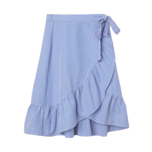 H&M Dresses & Skirts - Blue & White Seersucker Ruffle Fold-Over Skirt H&M